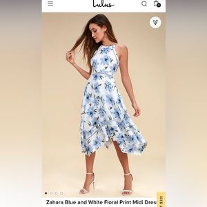 Lulus Zahara Floral Print Midi Dress NWT L